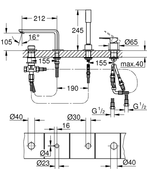Смеситель на борт ванны Grohe Lineare New 19577001