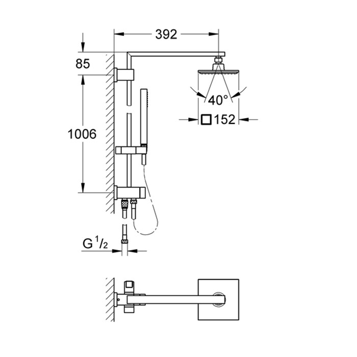 Стойка душевая Grohe Euphoria Cube 27696000 с переключателем 