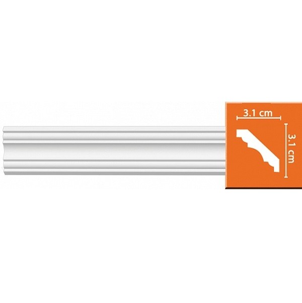 Плинтус потолочный полиуретановый Decomaster 96681F 2400х31х31 мм
