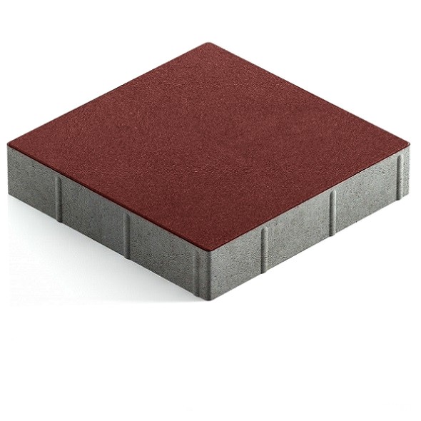 Тротуарная плитка Steingot Практик 60 из серого цемента с частичным прокрасом квадрат красная 300х300х60 мм