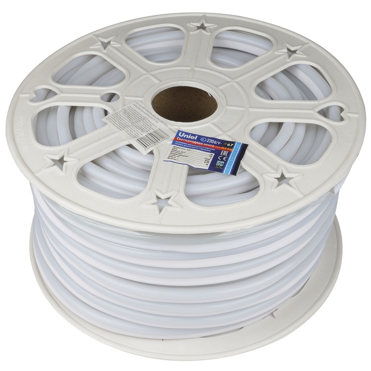 Лента светодиодная Uniel Neon ULS-N21-2835 120LED IP67 220V 8W Yellow 50 м