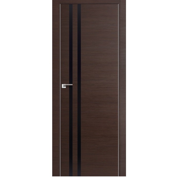 Дверное полотно Profil Doors 19Z экошпон Венге кроскут стекло VG черный глянец 2000х800 мм с врезкой под магнитный замок и скрытые петли