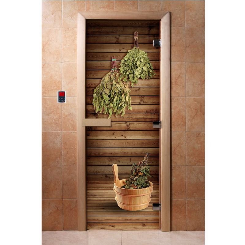 Дверь для сауны стеклянная Doorwood Фотопечать A004 800х2000 мм