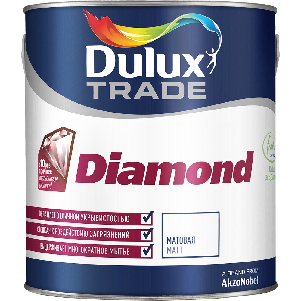 Kраска износостойкая для стен и потолков Dulux Diamond Matt BC 4.5л