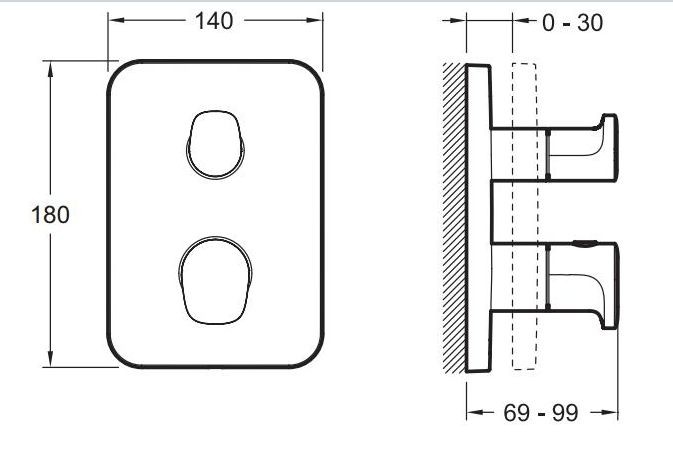 Термостат для душа Jacob Delafon Modulo E98726-CP (E75385-CP) на 1 выход