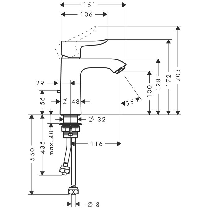 Смеситель для раковины Hansgrohe Metris 110 31074000