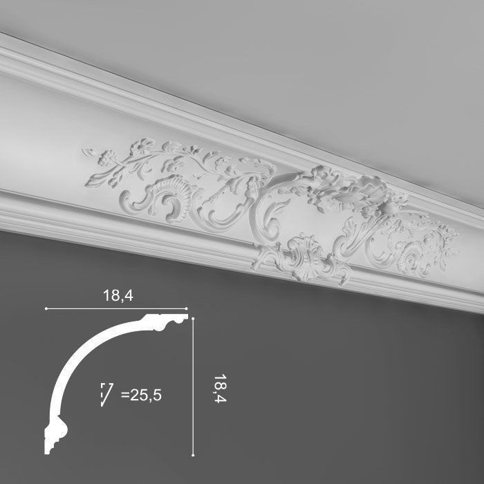 Карниз потолочный полиуретановый Orac Decor Luxxus C338A 2000х184х184 мм