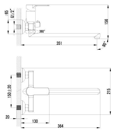 Смеситель для ванны Lemark Plus Grace LM1551C