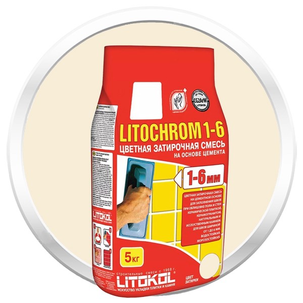 Затирка цементная для швов Litokol Litochrom 1-6 C.50 светло-бежевая 5 кг