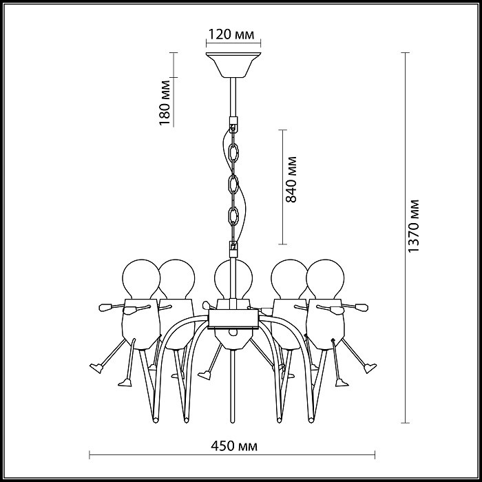 Люстра подвесная Odeon Light Riko boy 2582/5 синяя E27 5х40W 220V