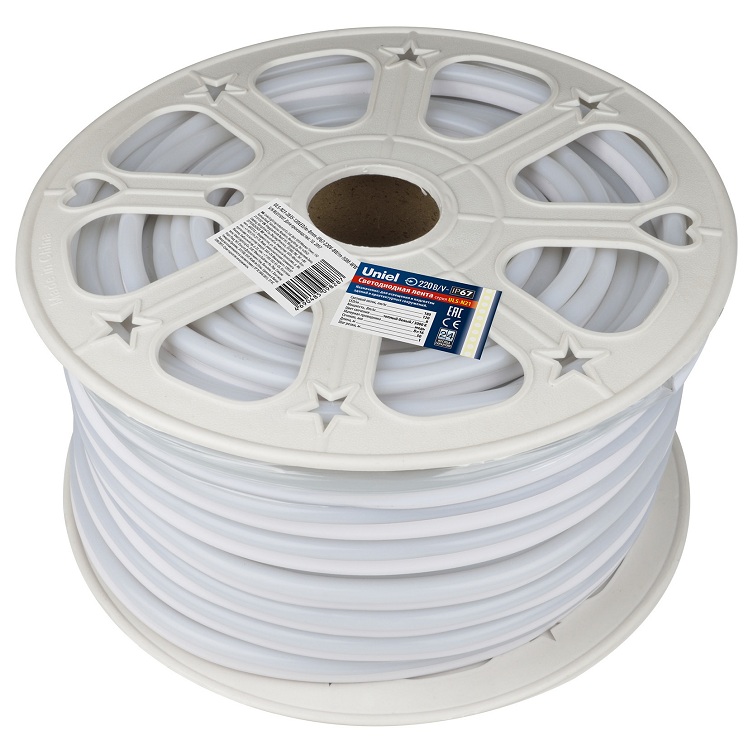Лента светодиодная Uniel Neon ULS-N21-2835 120LED IP67 220V 8W WW 50 м