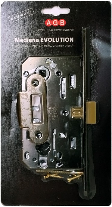 Замок межкомнатный AGB Mediana Evolution B01103 античная бронза