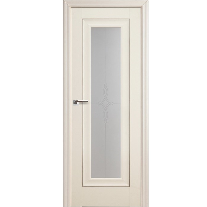 Дверное полотно Profil Doors 24Х экошпон Эшвайт со стеклом Узор 3 матовое 2000х900 мм молдинг серебро