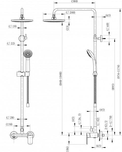 Душевая стойка Bravat Opal R F9125183CP-A1-RUS со смесителем