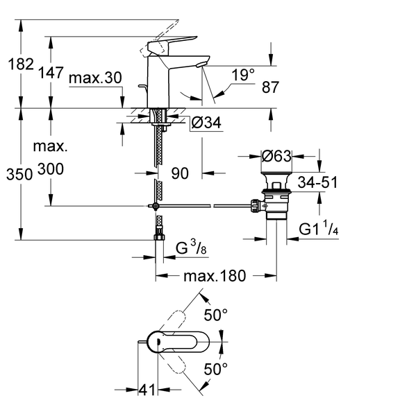 Смеситель для раковины Grohe BauEdge 23328000