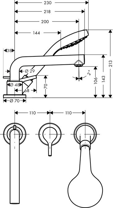 Смеситель на борт ванны Hansgrohe Talis S 80 72416000