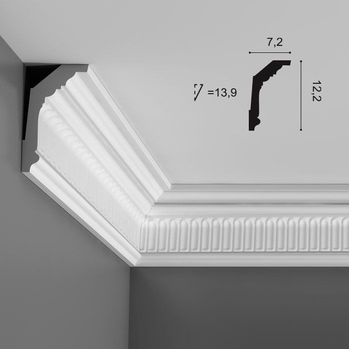 Карниз потолочный полиуретановый Orac Decor Luxxus C304F 2000х72х122 мм