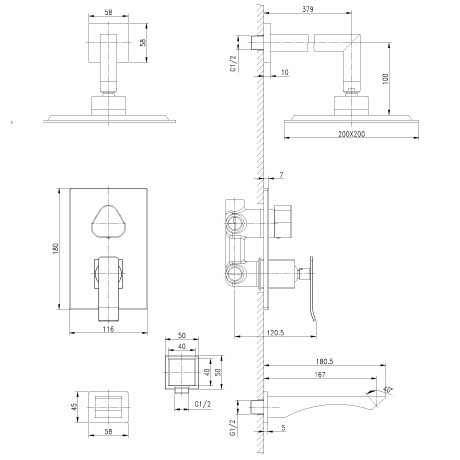 Смеситель для ванны и душа встраиваемый Lemark Contest LM5822CW