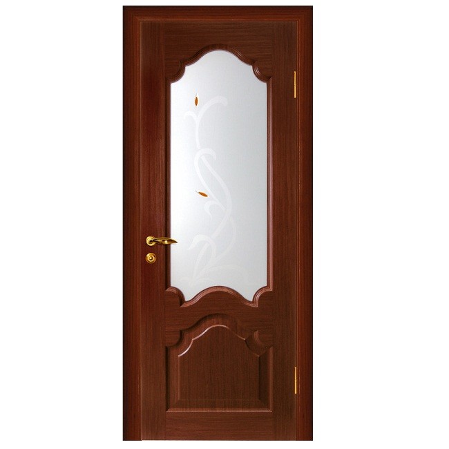 Дверное полотно Мариам Кардинал шпон Темный орех стекло сатинат художественный рисунок 2000х600 мм
