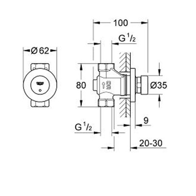 Вентиль нажимной автоматический Grohe Euroeco Cosmopolitan T 36268000