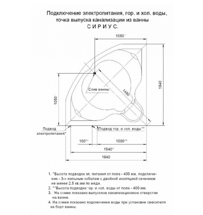 Ванна акриловая угловая с гидромассажем Aquatek Сириус 164x164 см плоские форсунки