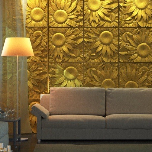 Дизайнерская 3D  панель из гипса Artpole Sunflower 500х500 мм