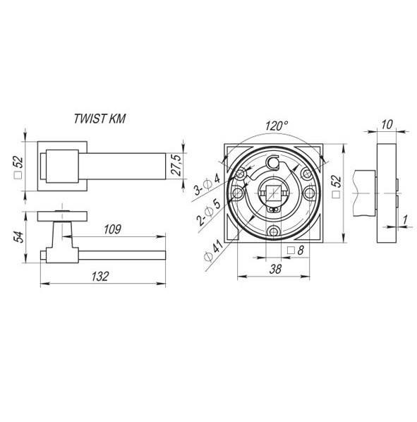 Ручка дверная Fuaro Twist KM SN/CP-3