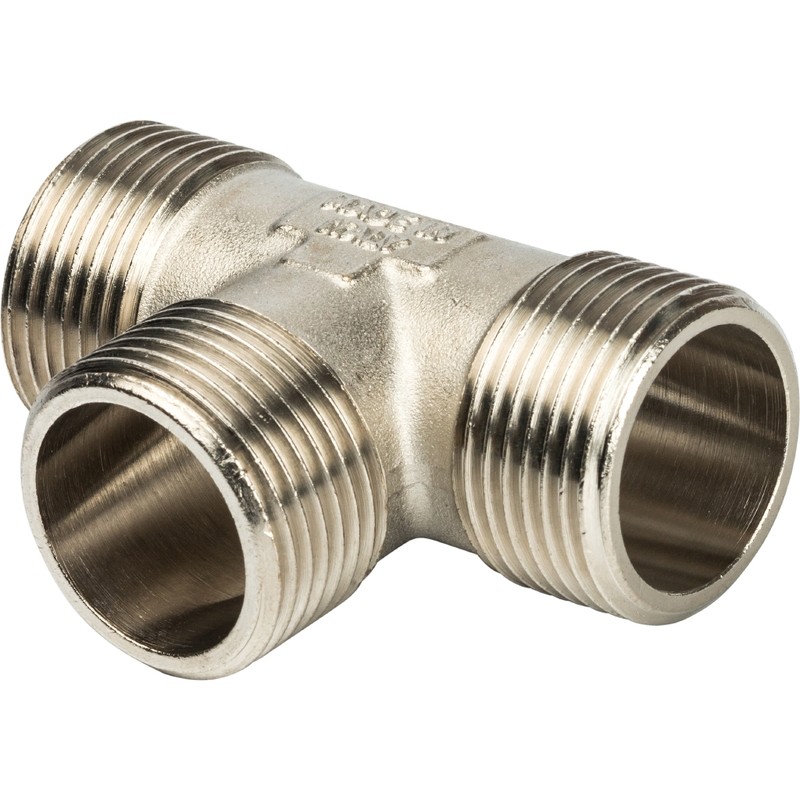 Тройник Stout SFT-0018-000111 1х1х1 дюйм никелированный с наружной резьбой