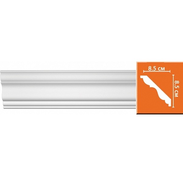 Плинтус потолочный полиуретановый Decomaster 96406F 2400х85х85 мм
