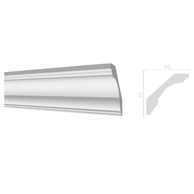Карниз потолочный из дюрополимера Decor-Dizayn DD17 2000х65х69 мм