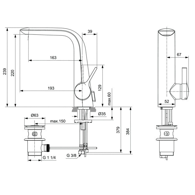 Смеситель для умывальника Ideal Standard Melange A6041AA