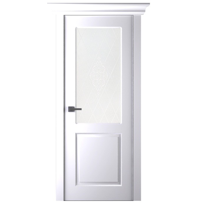 Дверное полотно Belwooddoors Альта эмаль белая стекло мателюкс кристаллайз 2000х600 мм 