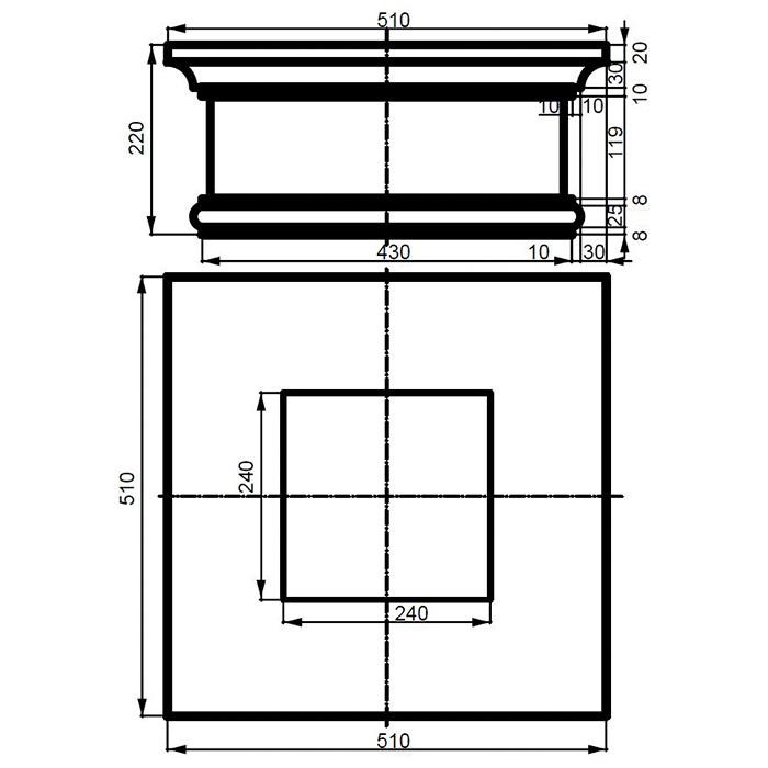 База-капитель фасадная из полистирола Leptonika LC 118-1