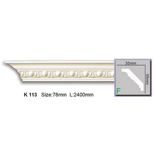 Карниз потолочный полиуретановый Harmony K113 2400х55х55 мм