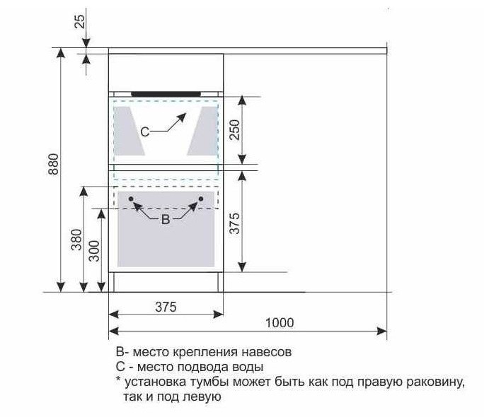 Тумба напольная с раковиной Style Line Даллас 100 L Люкс Plus белая
