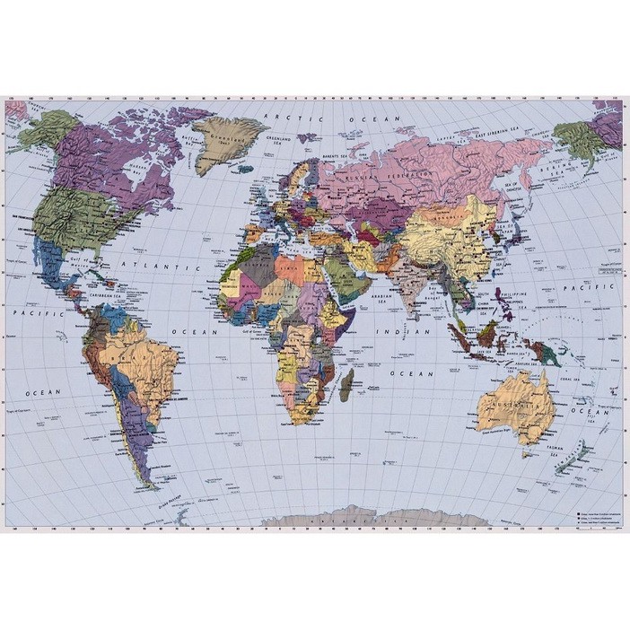 Фотообои бумажные Komar Карта мира 4-050 2,70х1,88 м