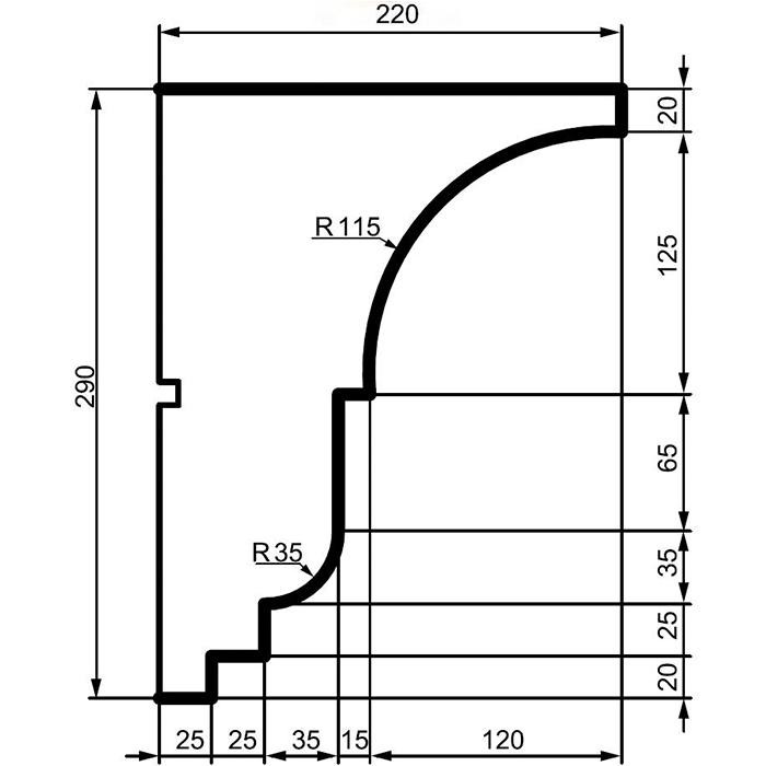 Карниз фасадный из полистирола Leptonika KC 132 2 м