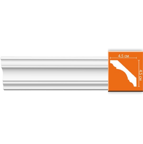 Плинтус потолочный полиуретановый Decomaster 96215 2400х45х45 мм