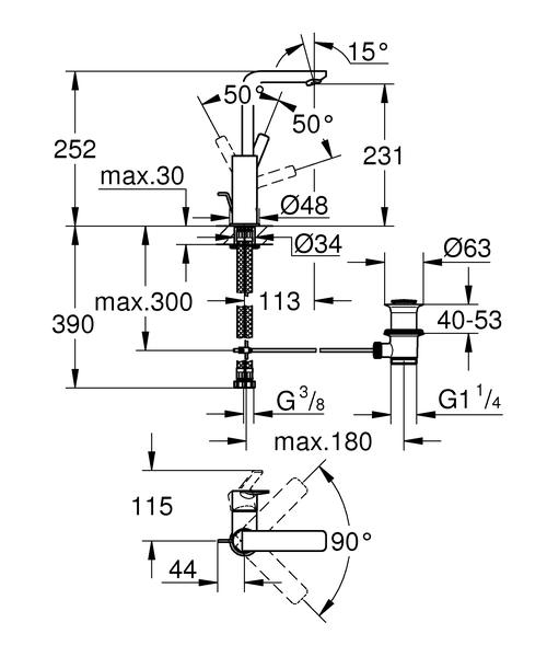 Смеситель для раковины Grohe Lineare New 23296001