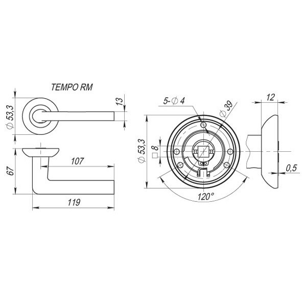 Ручка дверная Fuaro Tempo RM AB/GP-7 бронза/золото