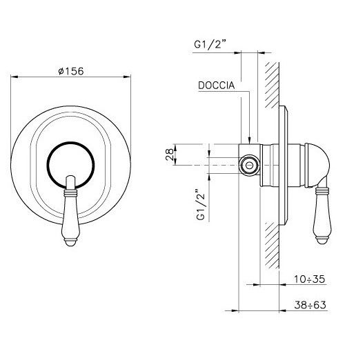 Внешняя часть смесителя для душа Nicolazzi Petit M Blank бронза 3406BZ76