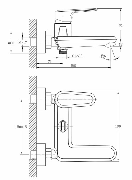 Смеситель для ванны Rush Devon DE7535-44