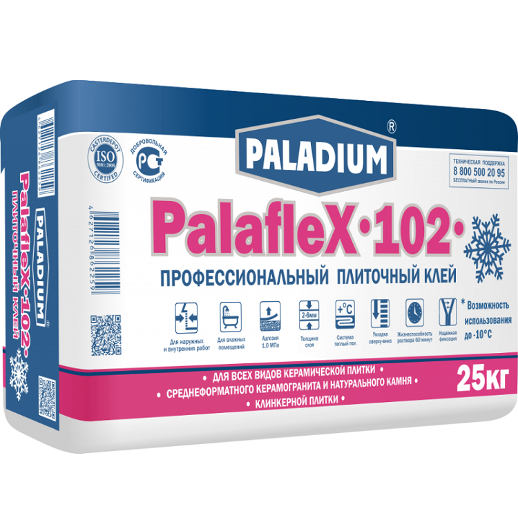 Клей для плитки Paladium PalafleX-102 зима профессиональный 25 кг