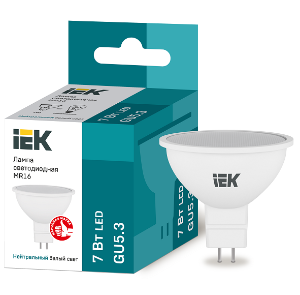 Лампа светодиодная IEK Eco MR16 7W GU5.3 4000К 
