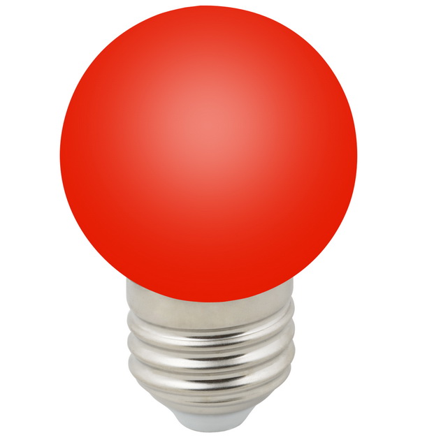 Лампа светодиодная декоративная Volpe Decor Color LED-G45-1W/RED/E27/FR/С красный свет