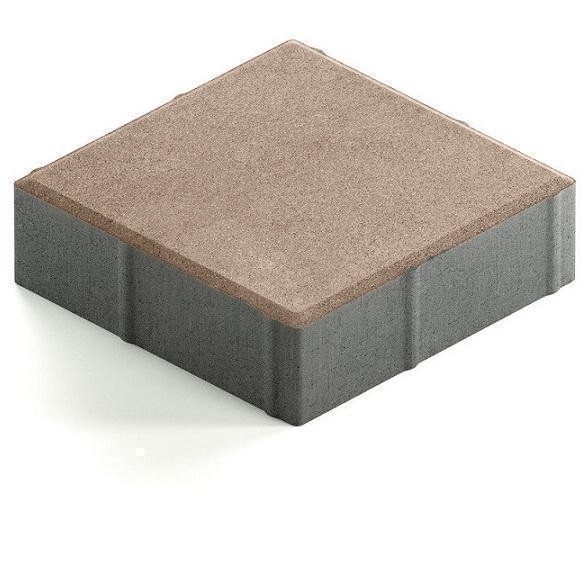 Тротуарная плитка Steingot Практик 60 из белого цемента с частичным прокрасом квадрат светло-коричневая 200х200х60 мм
