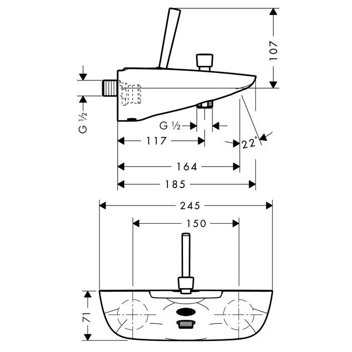 Смеситель для ванны Hansgrohe PuraVida 15472000
