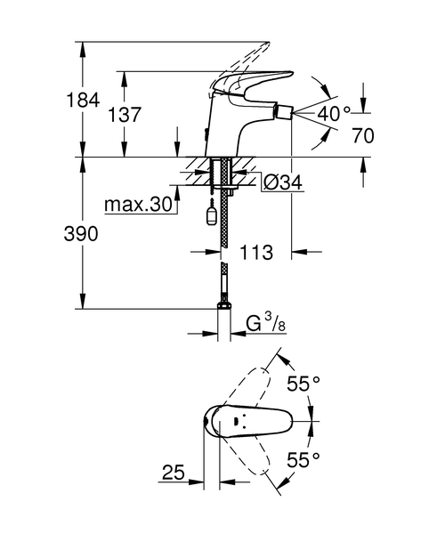 Смеситель для биде Grohe Eurostyle 23721003