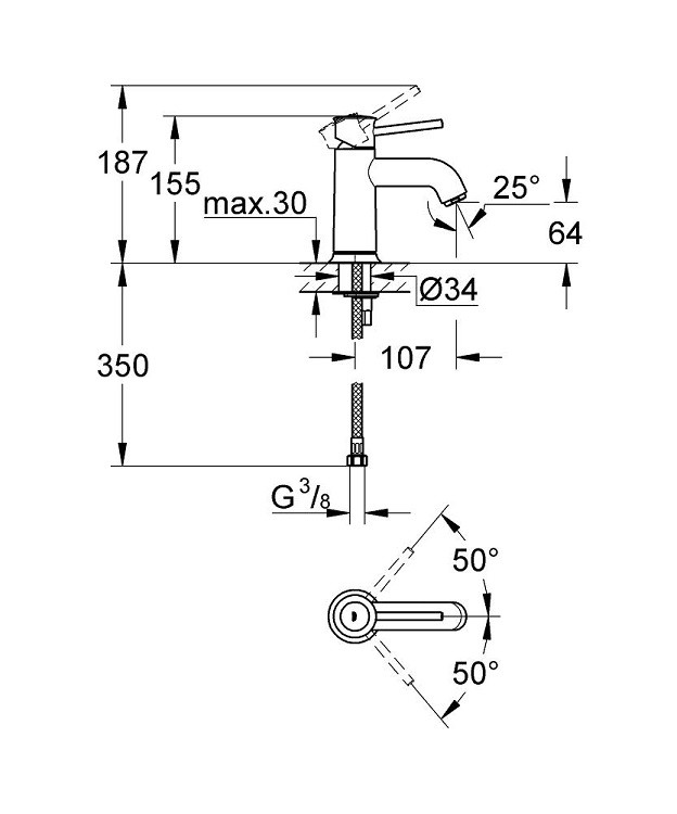 Смеситель для раковины Grohe BauClassic 23162000