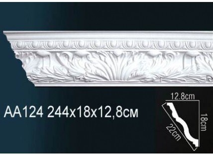 Карниз потолочный полиуретановый Перфект AA124 2440х180х128 мм